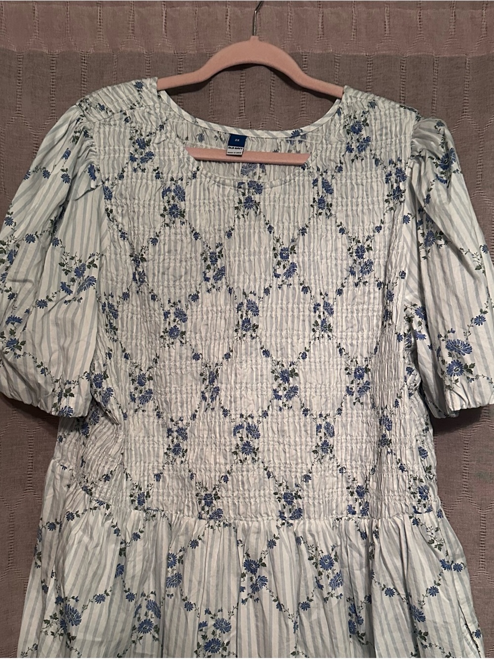 Old Navy Smocked Puff-Sleeve Flare Mini Dress - Picture 2 of 7